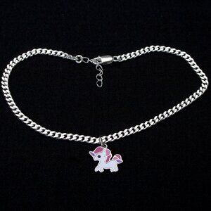 🦄 Whimsical Sterling 925 Unicorn Charm Anklet | Removable Pendant | Adjustable